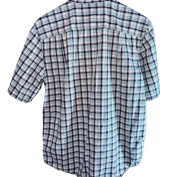 Carhartt tan/blk/red‎ plaid short Sleeve men’s button-up 2front pocket M shirt - Picture 6 of 8